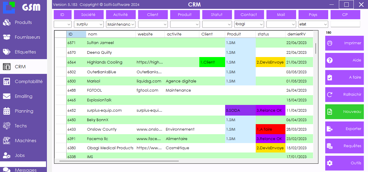 CRM prospection