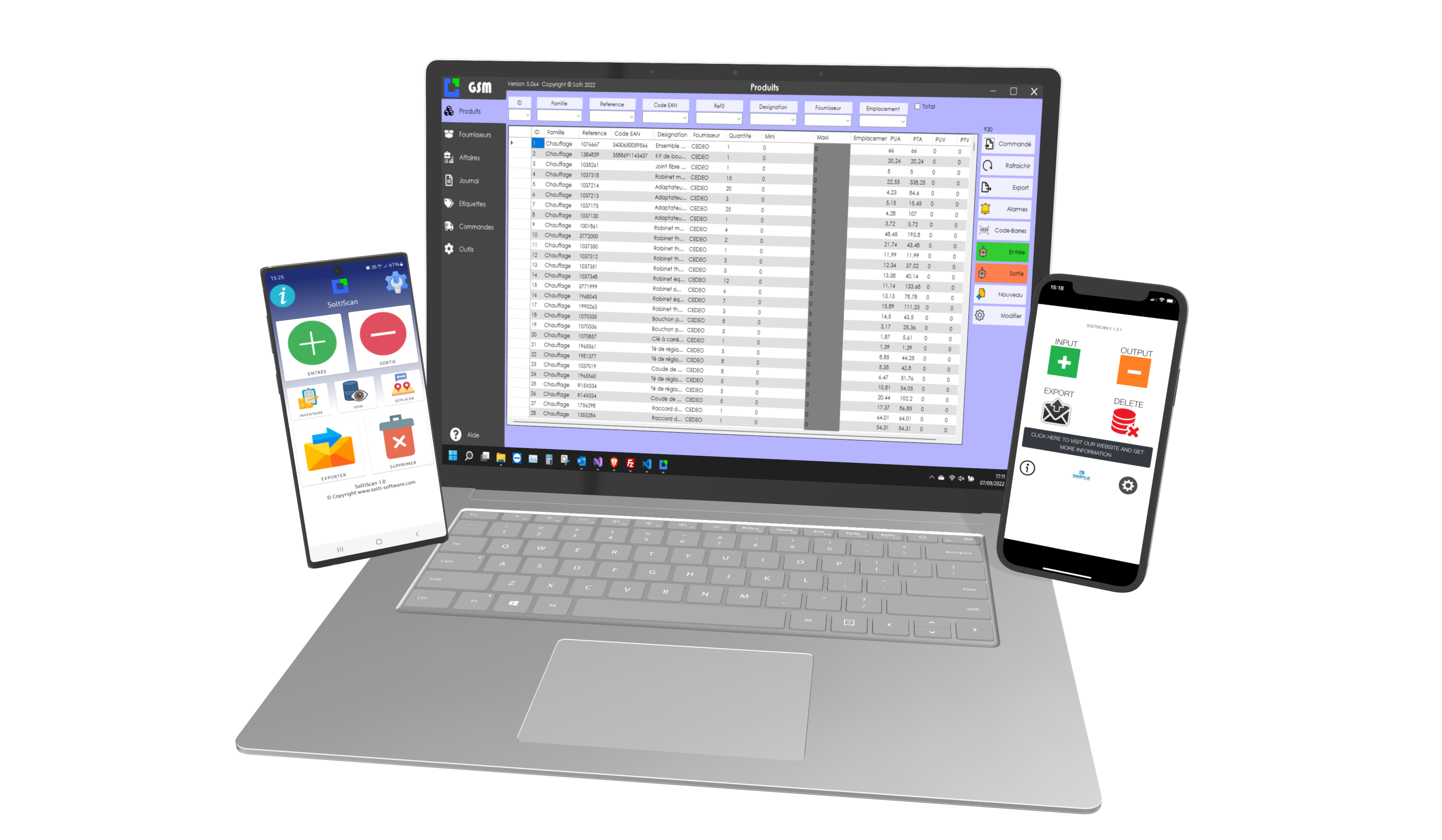 SOLTISCAN compatible avec GSM, logiciel de gestion de stock