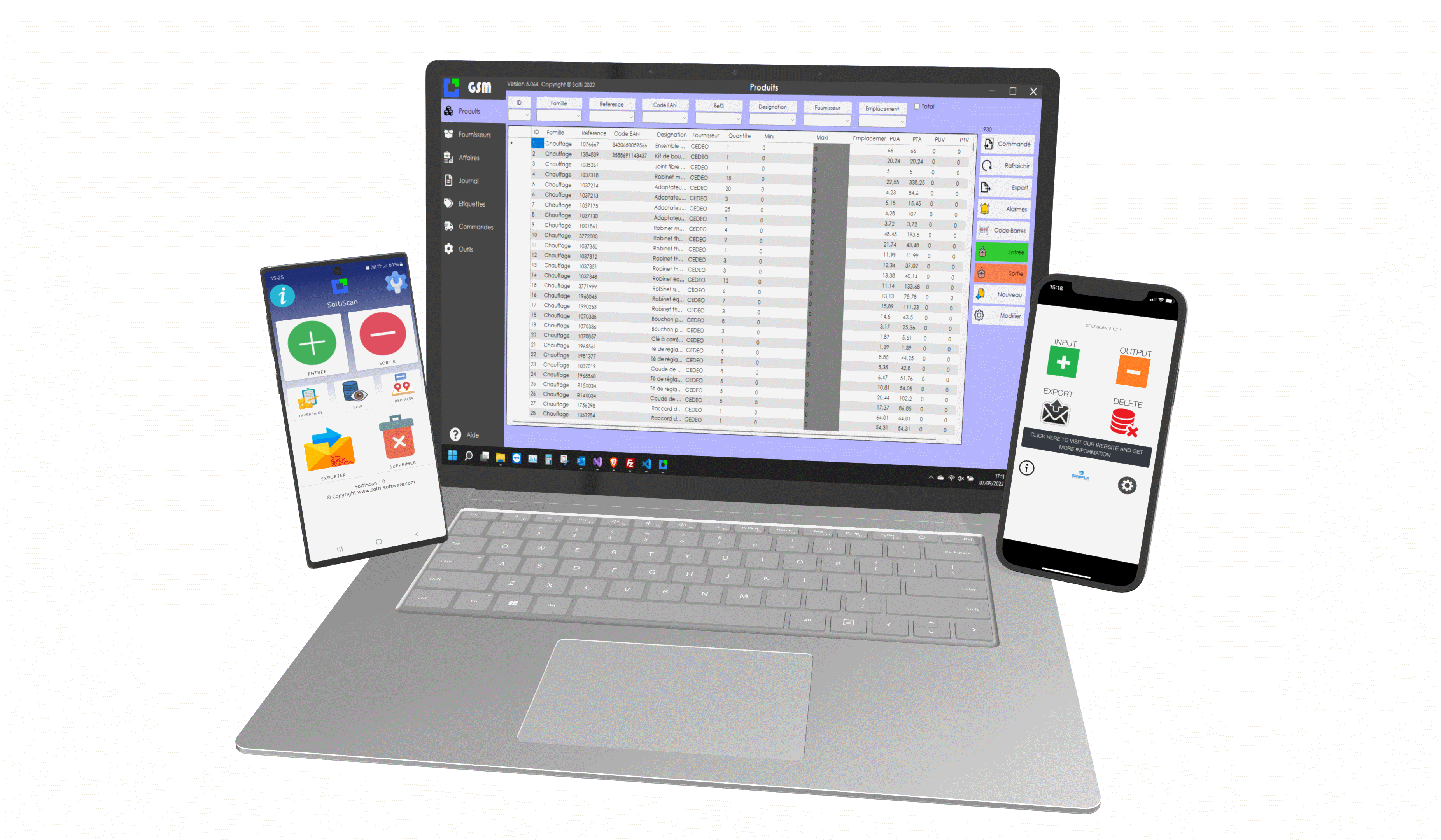 SOLTISCAN compatible avec GSM, logiciel de gestion de stock