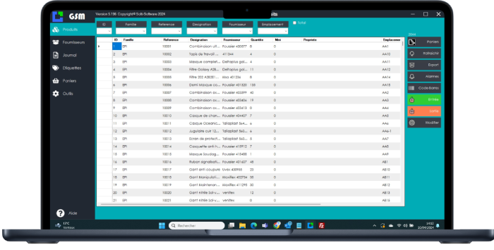 logiciel de gestion de stock GSM pour SOLTISCAN