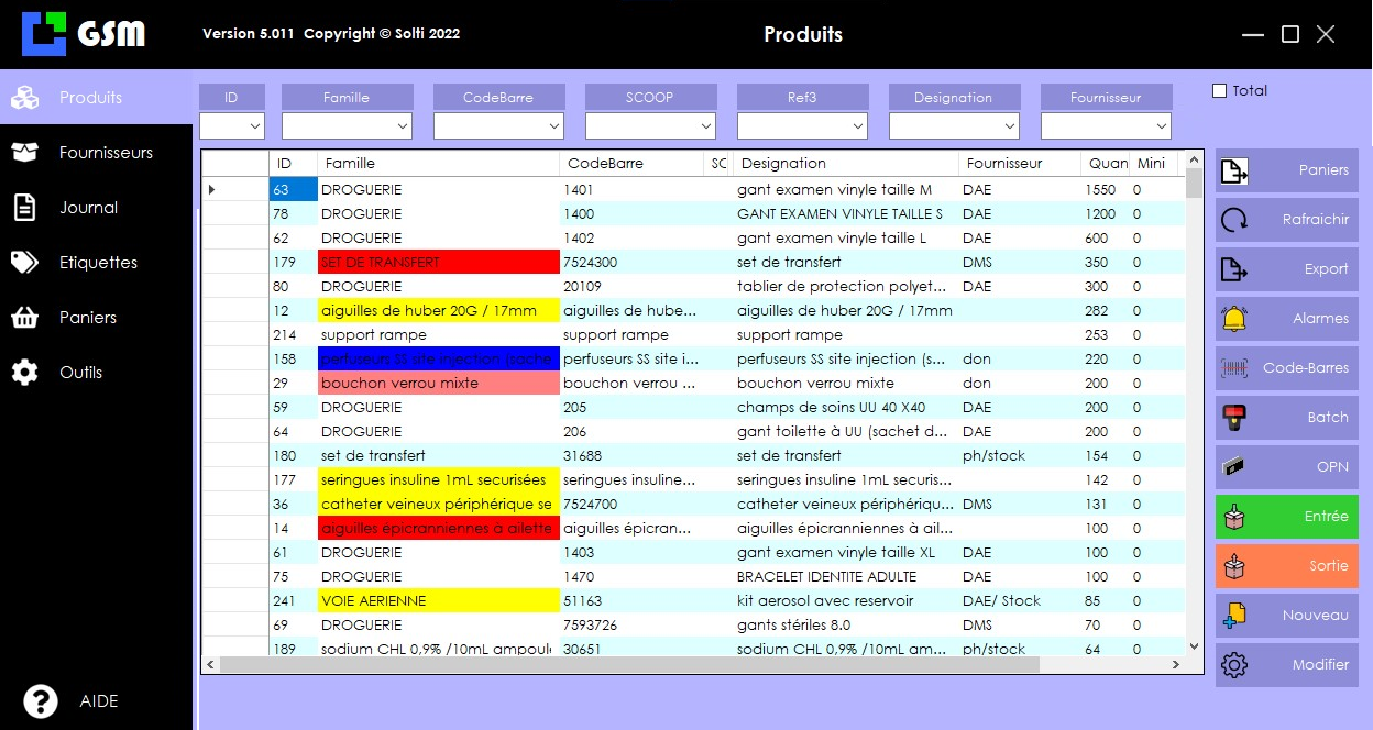 Logiciel Windows pour la gestion de palettes dans un entrepôt