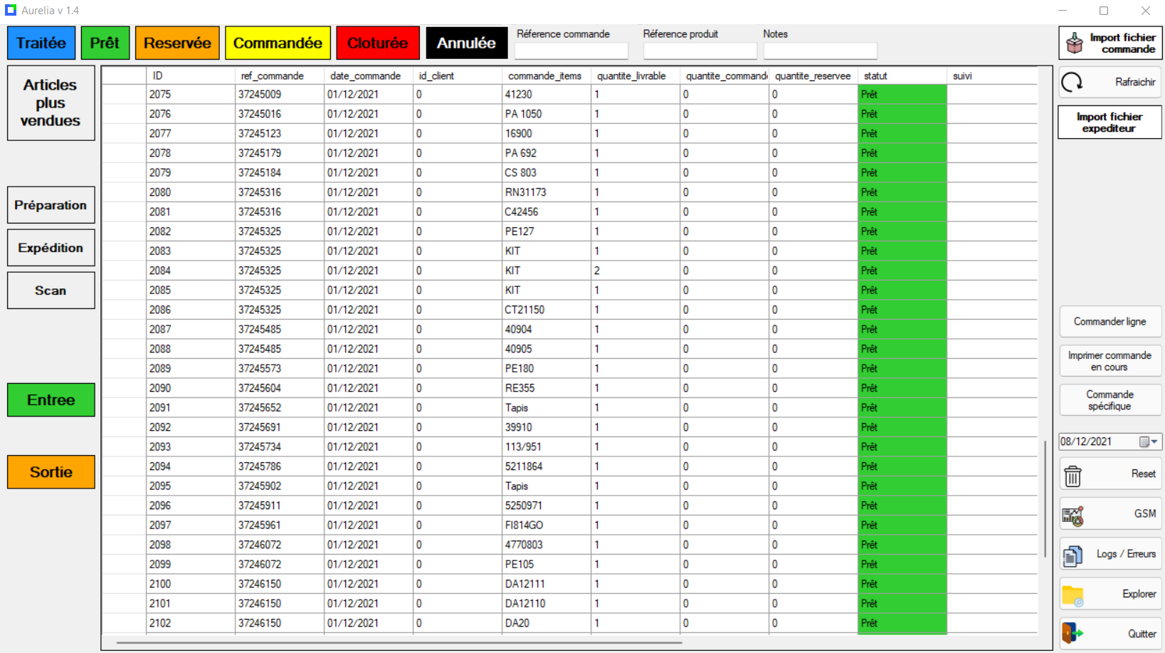 Importation de commande Oxatis