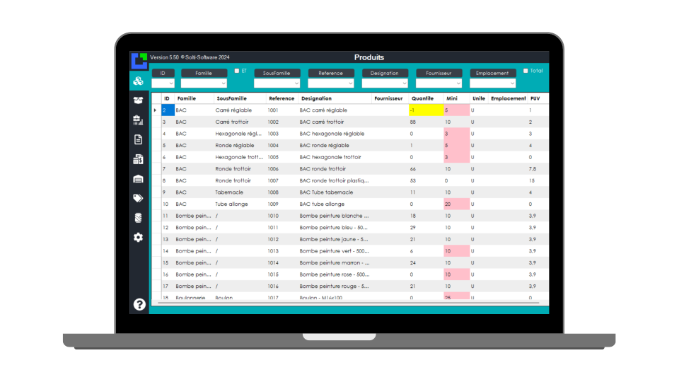 Ecran de GSM le logiciel de gestion de stock pour le BTP