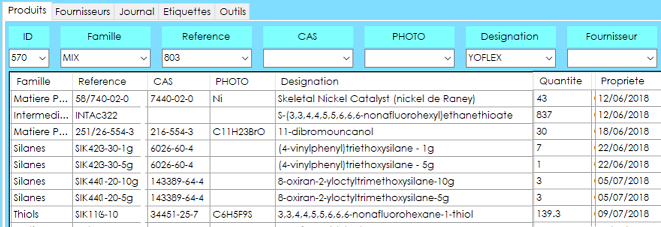 stockage echantillons chimie